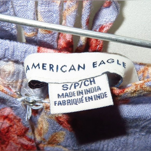 Small American Eagle Purple Floral Crop Halter Top - Picture 2 of 2